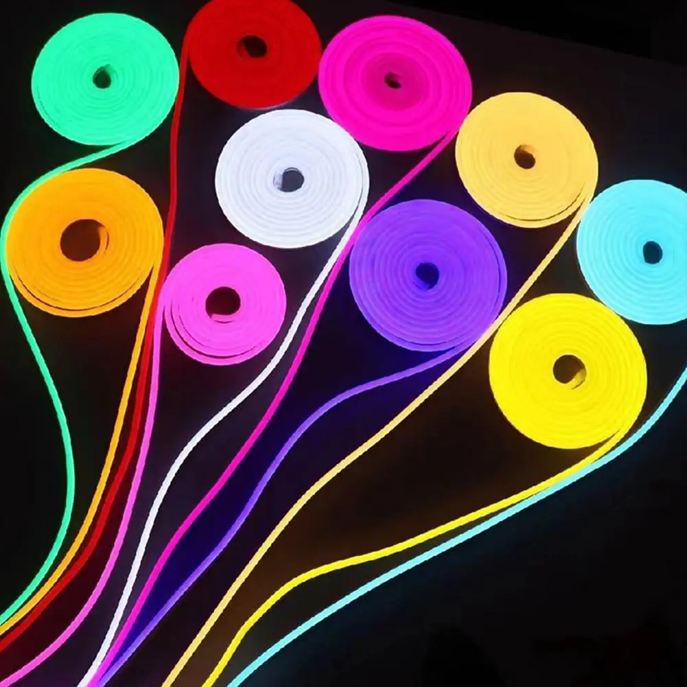 Lampu Led Strip DIY 5m 2835 tegangan rendah 12v silikon tahan air lampu Neon Led luar ruangan dekorasi pesta iklan