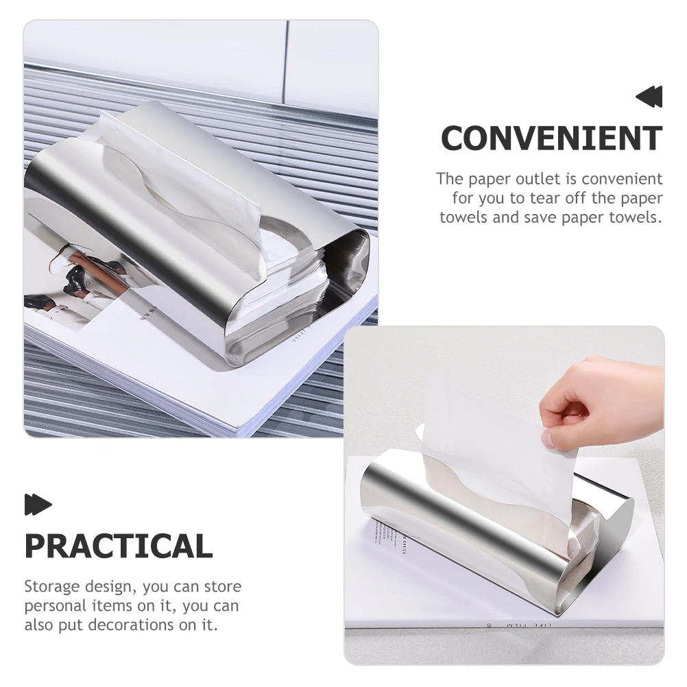 

Stainless Steel Tissue Box Non Perforated Toilet Paper Holder Bathroom Metal Tissue Storage Container Dispenser