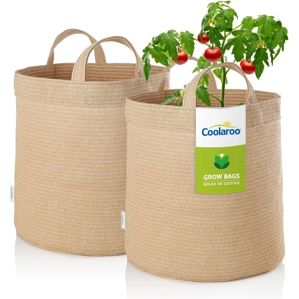 2-Pack 10 Gallon Heavy Duty Plant Tomato Potato Vegetables and Fruits Breathable Fabric Grow Planter Pot Bag with Handles, Deser