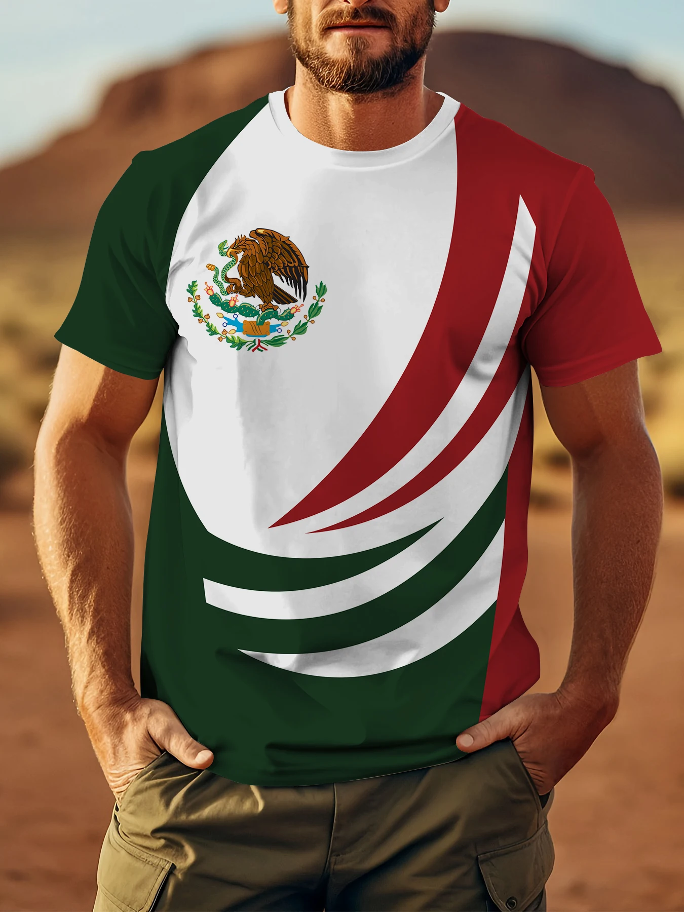 

Mexican Eagles Men's Basic 3D Short Sleeve T-Shirt Casual Cotton Comfortable Fit Tee in Solid Colors T Shirt for Man