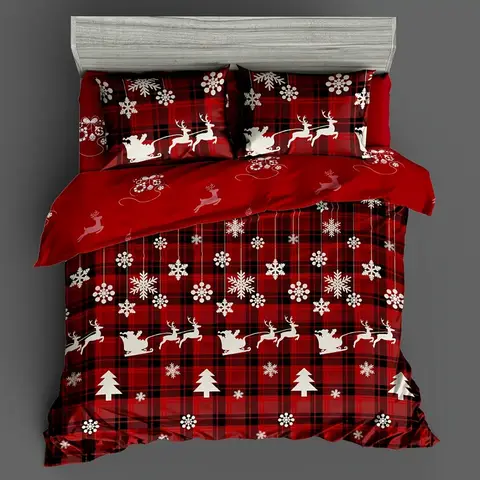 3pcs Christmas Theme Snowflake 3D Printed Bedding Set Breathable Duvet Cover King Queen Twin Single Size Bithday Gift Room Decor