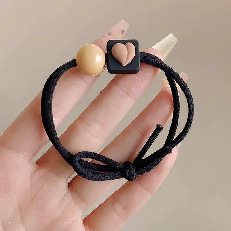 5pcs Women's Elastic Hair Bands High Ponytail Tie-Down Stylish Heart-Shaped Headbands New 2025 Fashion Accessory