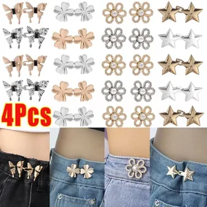 Bowknot Press Blume Taille, Sternform, verstellbare Jeanschnalle ohne Nähen für Hosen, wiederverwendbare Antextenstifte Jeans 12 Hauptverkaufskleid Jeans Licel - №1