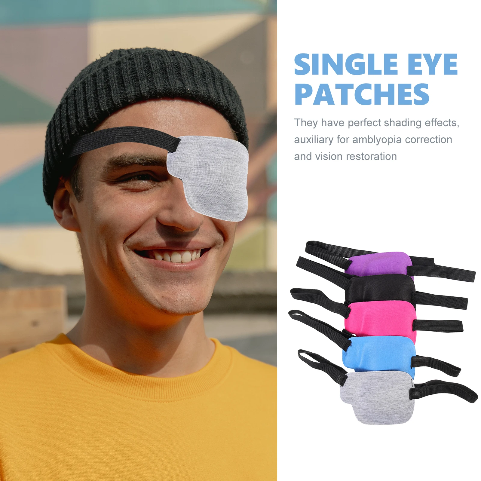 

5 Pcs Single Eye Patch Breathable Lazy Patches for Adults Kids Reusable Skin-friendly Amblyopia Soft Cover Goggles