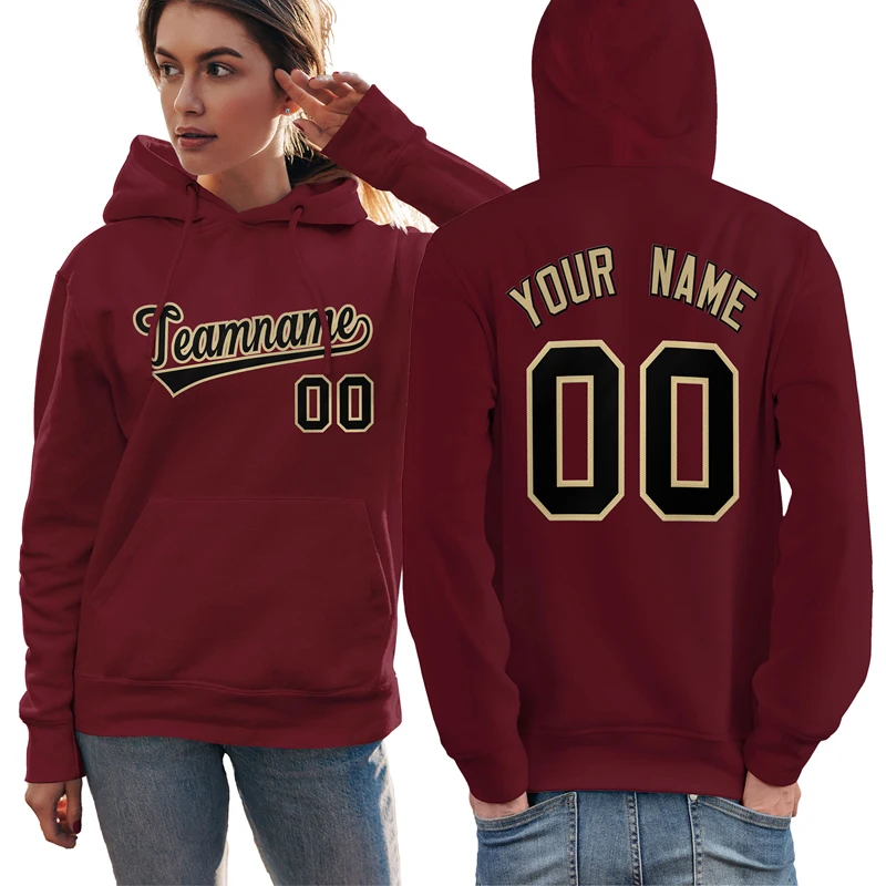 Custom Red Blue Hoodie for Woman&Youth Personalized Pullover Sweatshirt Stitched Team Name And Number Quick Dry