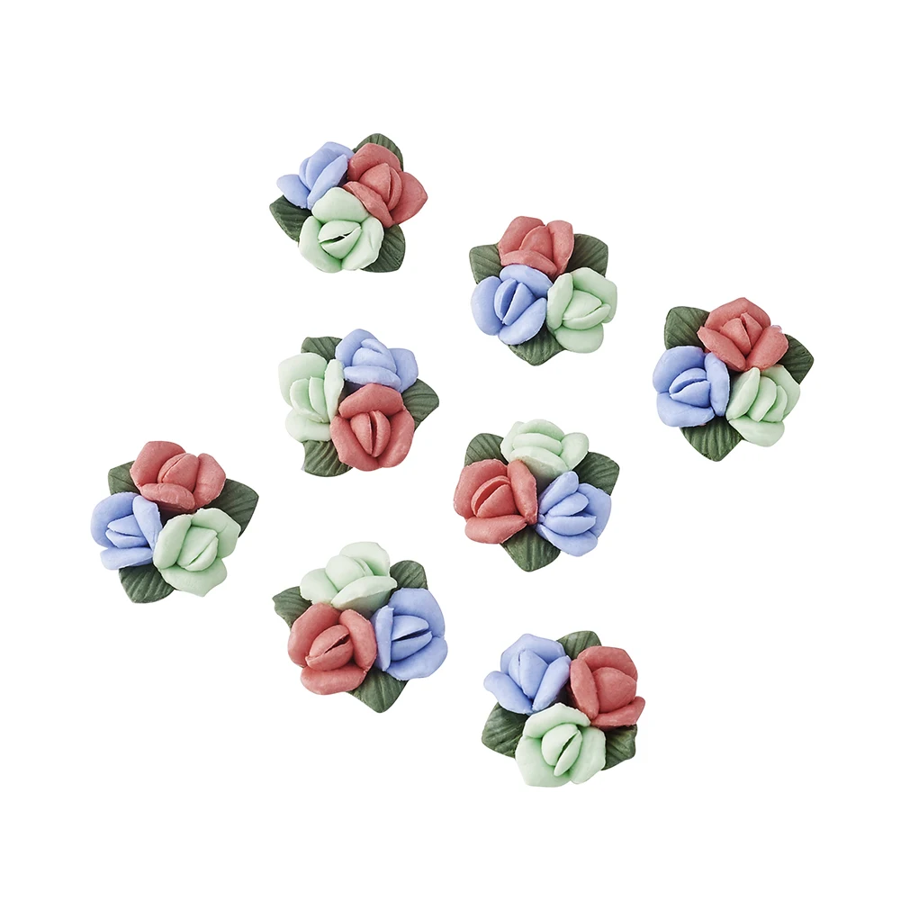 100pc Handmade Porcelain Clay Rose Flower Charms Beads Porcelain Cabochons DIY Jewelry Supplies Stud Earring Finding Making