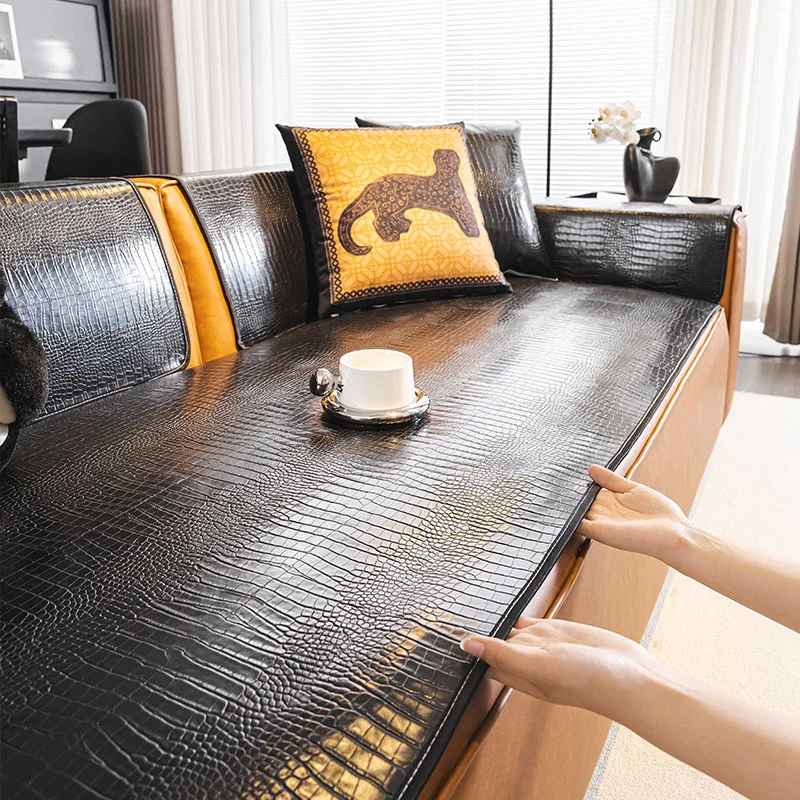 

2025 Home Non-slip Living Room PU Leather Sofa Cushion Couch Sofa Covers Waterproof Slipcover Funda Sofa Mats M105