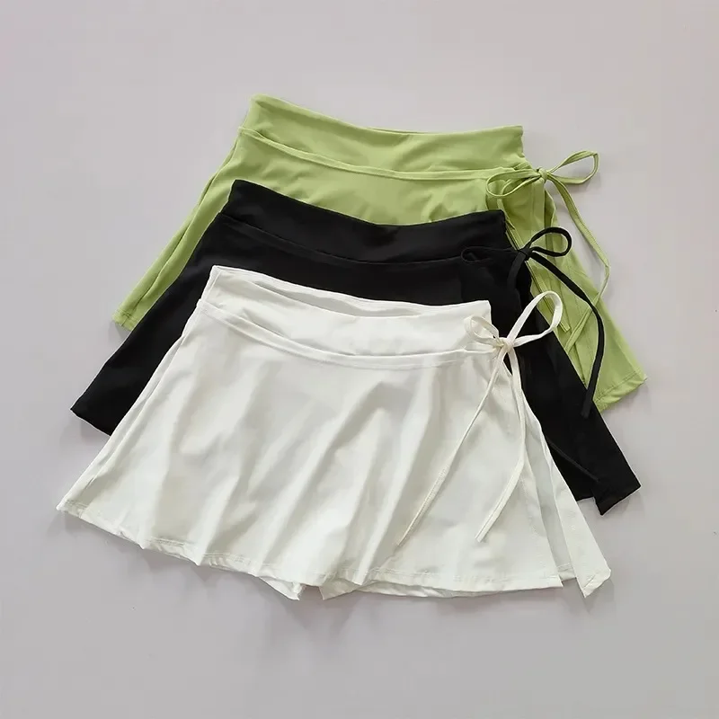 Sports Yoga Skirt Badminton Tennis Pants Half-body Quick Drying Pocket Skirt Side Split Strap Skirt Pants For Outwear New