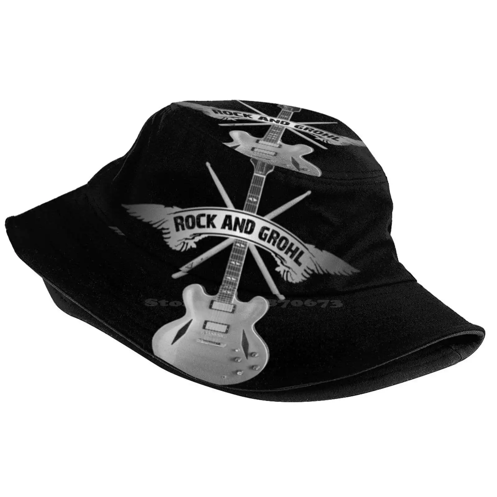 Rock And Grohl Awesome Drumstick & Guitar Original Design! Sun Cap Fisherman Hat Bucket Hats Dave Grohl Drummer Guitar Grohl Fan