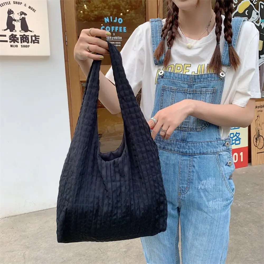 Bolso de hombro de lona para mujer, accesorio que combina con todo, gran capacidad, bolso de compras, bolsillo interno plegable