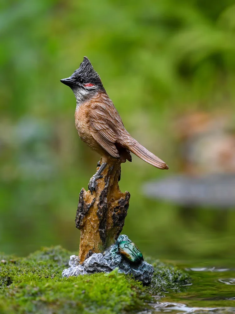 Resin simulation bird ornament garden micro-landscape furnishings Red-whiskered Bulbul Northern Cardinal Kingfisher decoration