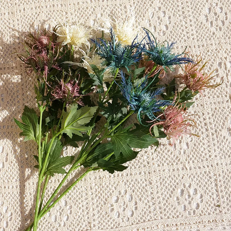 New Simulation eryngo flower branch plastic Artificial flowers Wedding party decoration flores fleur artificielle Room Party