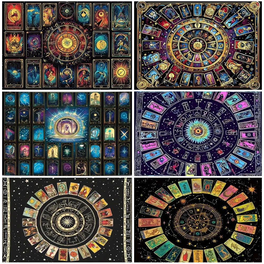 

Tarot Card Theme Backdrop Divination Constellation Party Decoration Tapestry Starry Sky Altar Photozone Background Birthday Gift