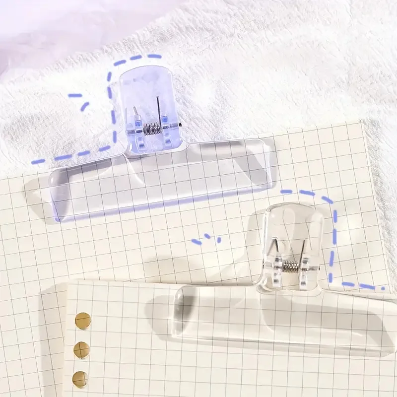 日本のミニマリスト風大型アクリル透明マカロンカラークリップ6個セット、オフィス文具収納クリップ、ペーパークリップ