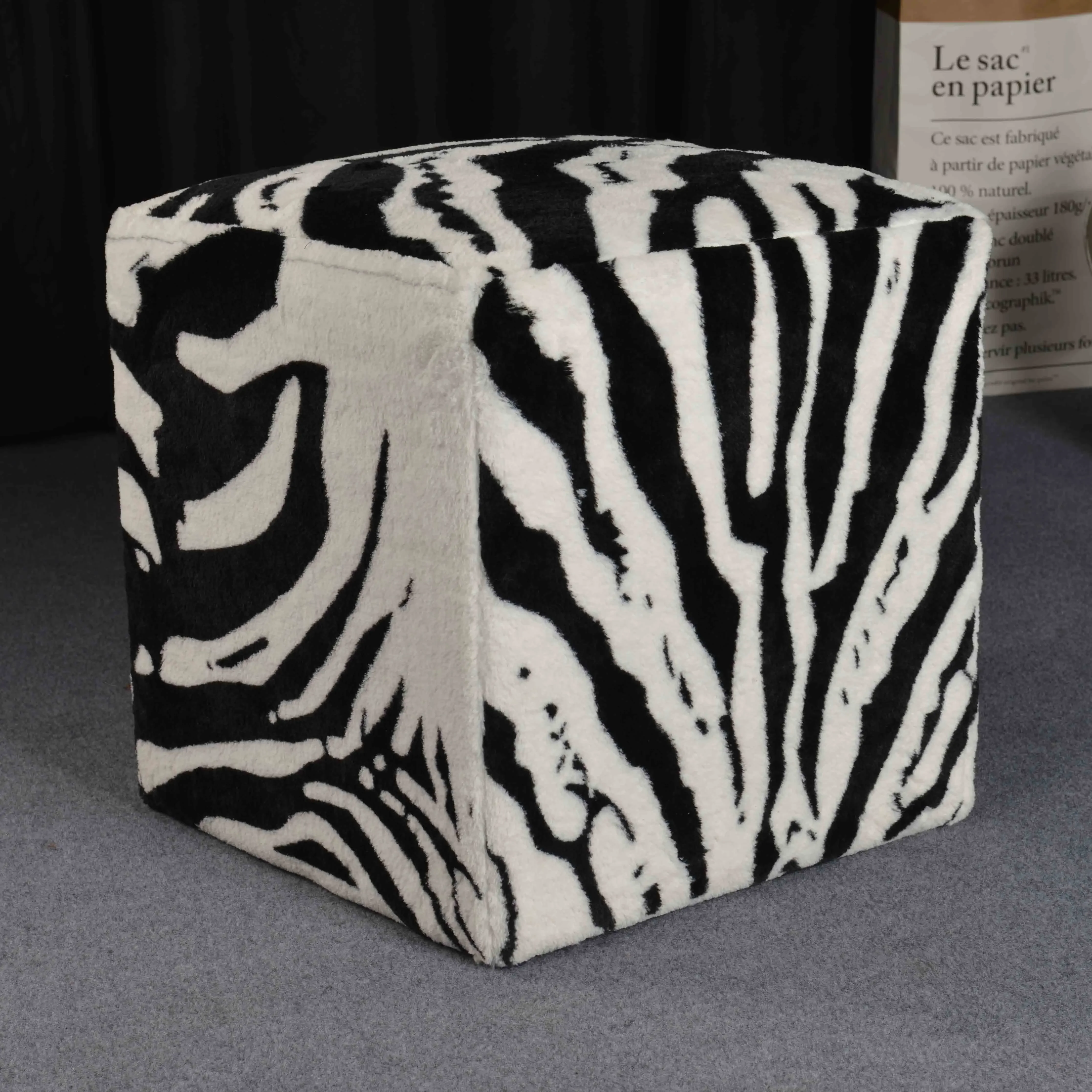 Zebra Animal Ottoman Footstool Coffee Table Sofa square Bench for Living Room