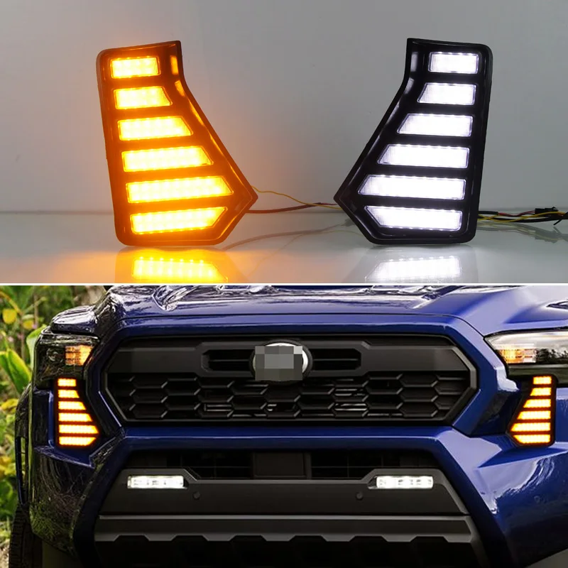 

LED Daytime Running Light For Toyota Tacoma 2024 Dynamic Turn Signal Waterproof ABS Car DRL 12V LED Fog Lamp Decoration