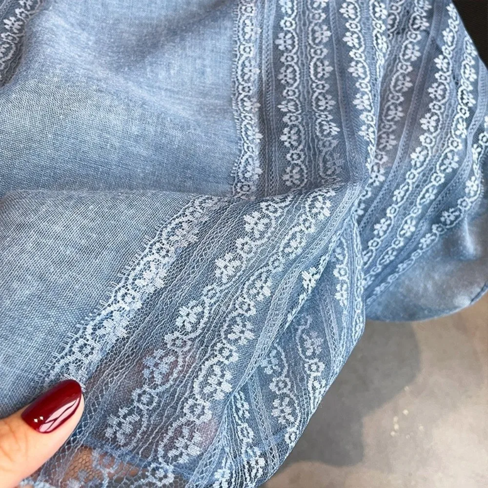 

Versatile Linen Scarf Thin Breathable Cotton Scarf Sun Protection Elegant Shoulder Wrap Summer Spring Autumn for Women