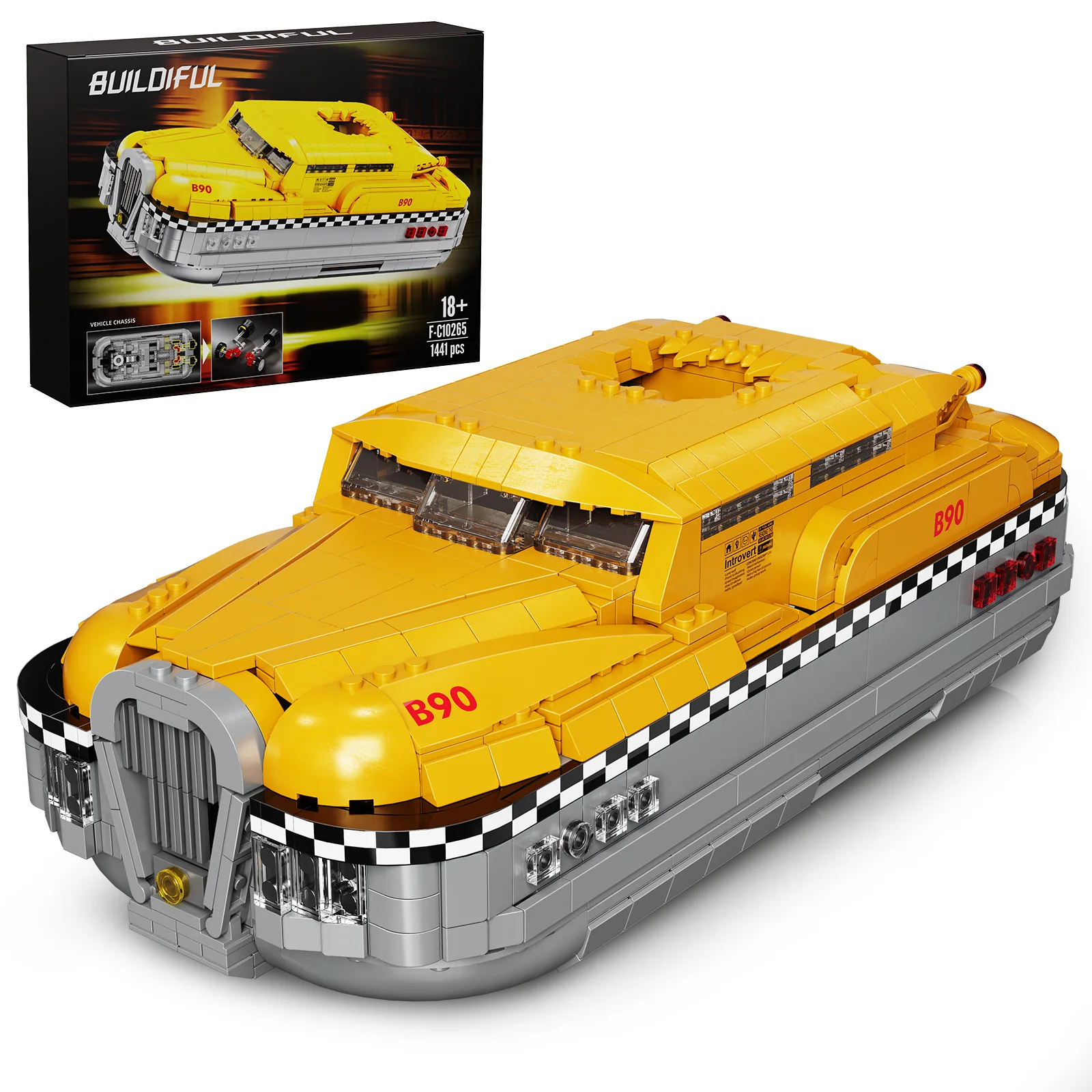 

Fifth Element Car Building Blocks Set Yellow Taxi B90 Model Bricks Toys Boys and Girls Christmas Gifts (1441 PCS)