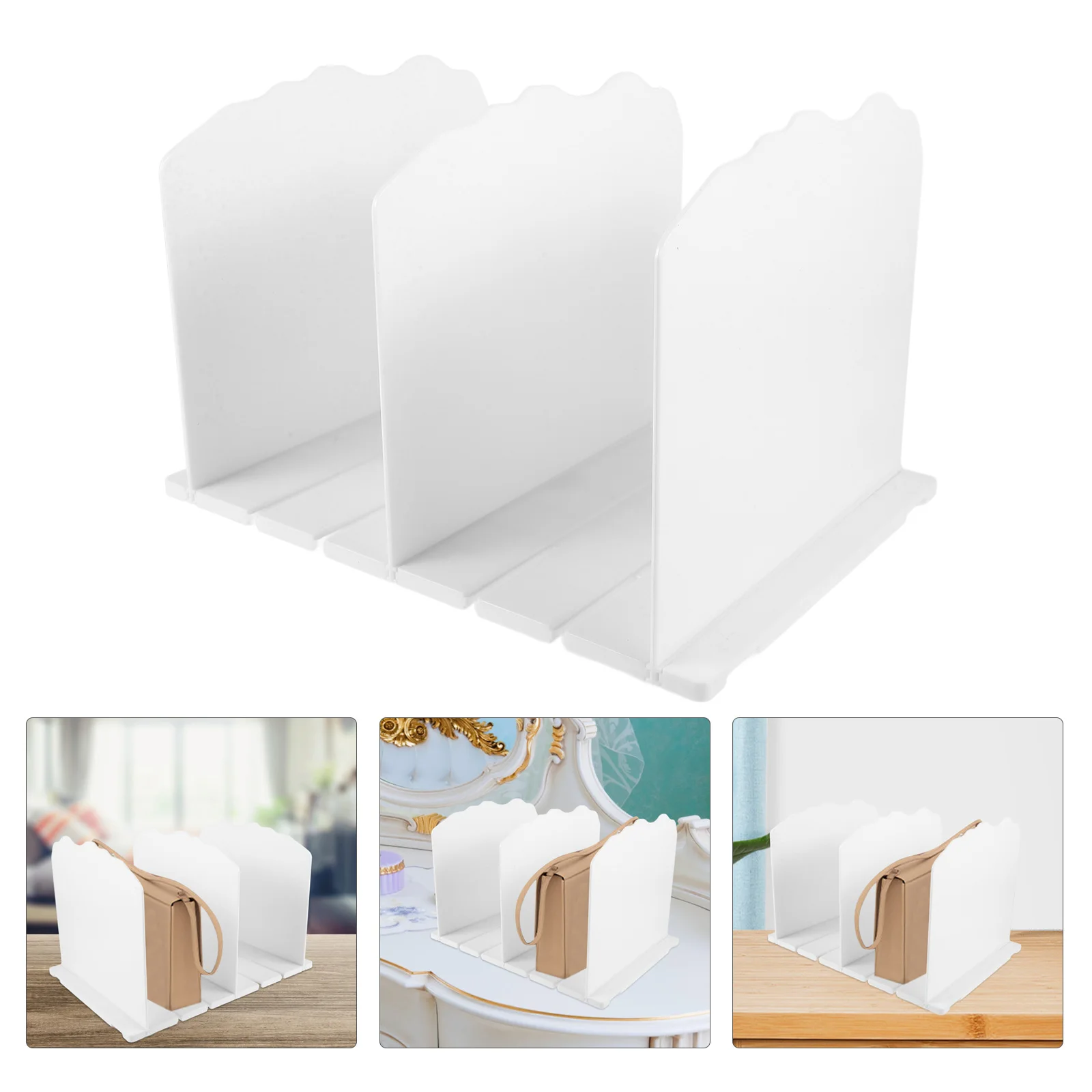 

Closet Shelf Divider Organizer Design Multipurpose Shelving Divider for Handbag Clothes Books Storage Box Organizer