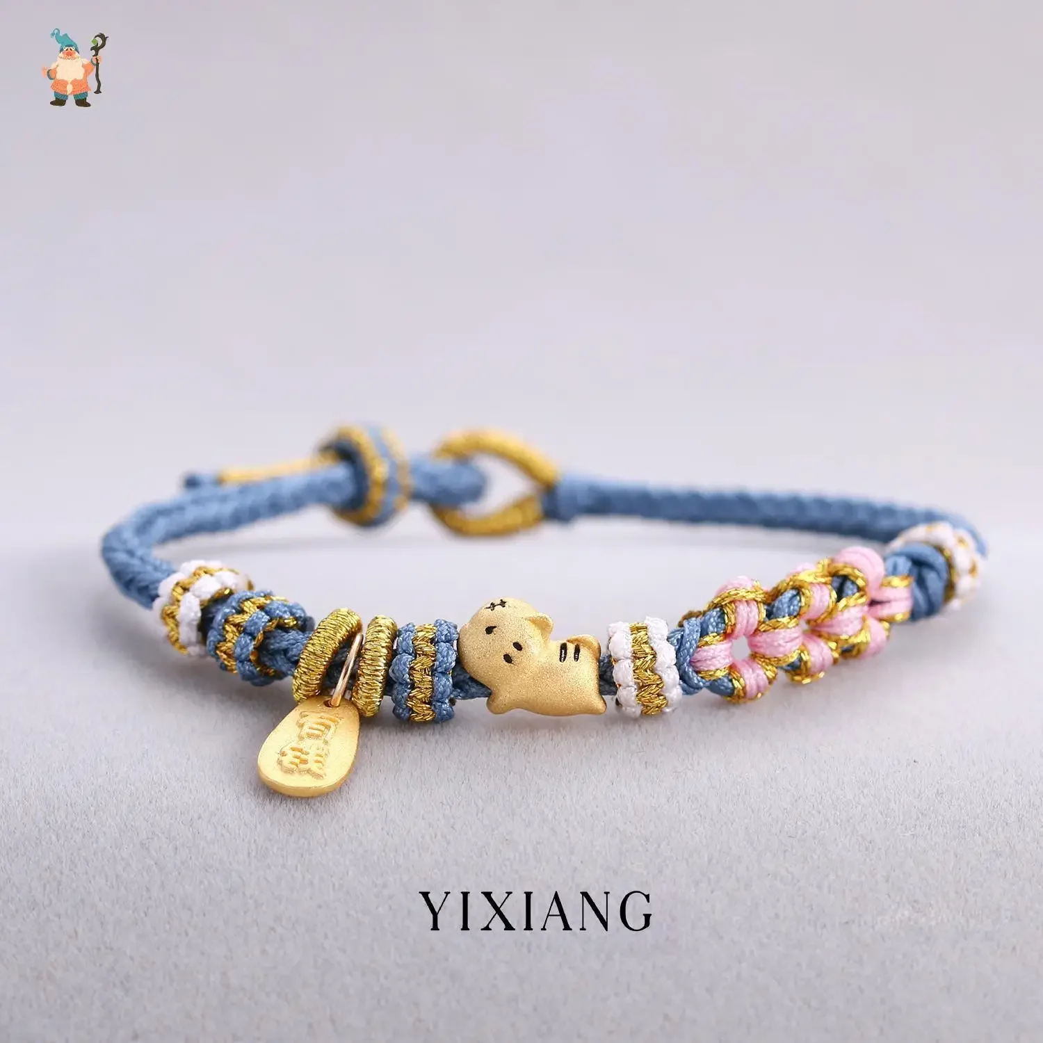 Pulsera de plata de ley S925 del zodiaco chino, brazalete esmerilado con flor de melocotón, cuerda tejida a mano roja, regalo de cumpleaños femenino