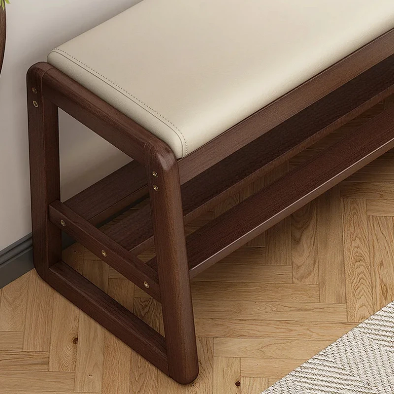 Modern Solid Wood Shoe Bench Entryway Multilayers Storage Stool Luxury Design for Hallway Bedroom