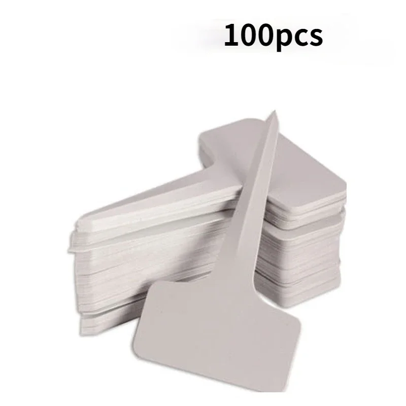 

50/100pcs White Plastic PVC Plant T-type Tags Markers Nursery Garden Labels Seedling Tray Pots Decoration 6x10cm