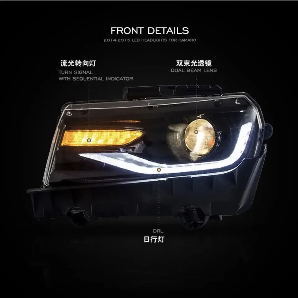 Manufacturer For Car Headlight For Rgb Camaro Colorful Headlight 2014-2015 Front Lamp With Moving Signal +turn Signal+drl