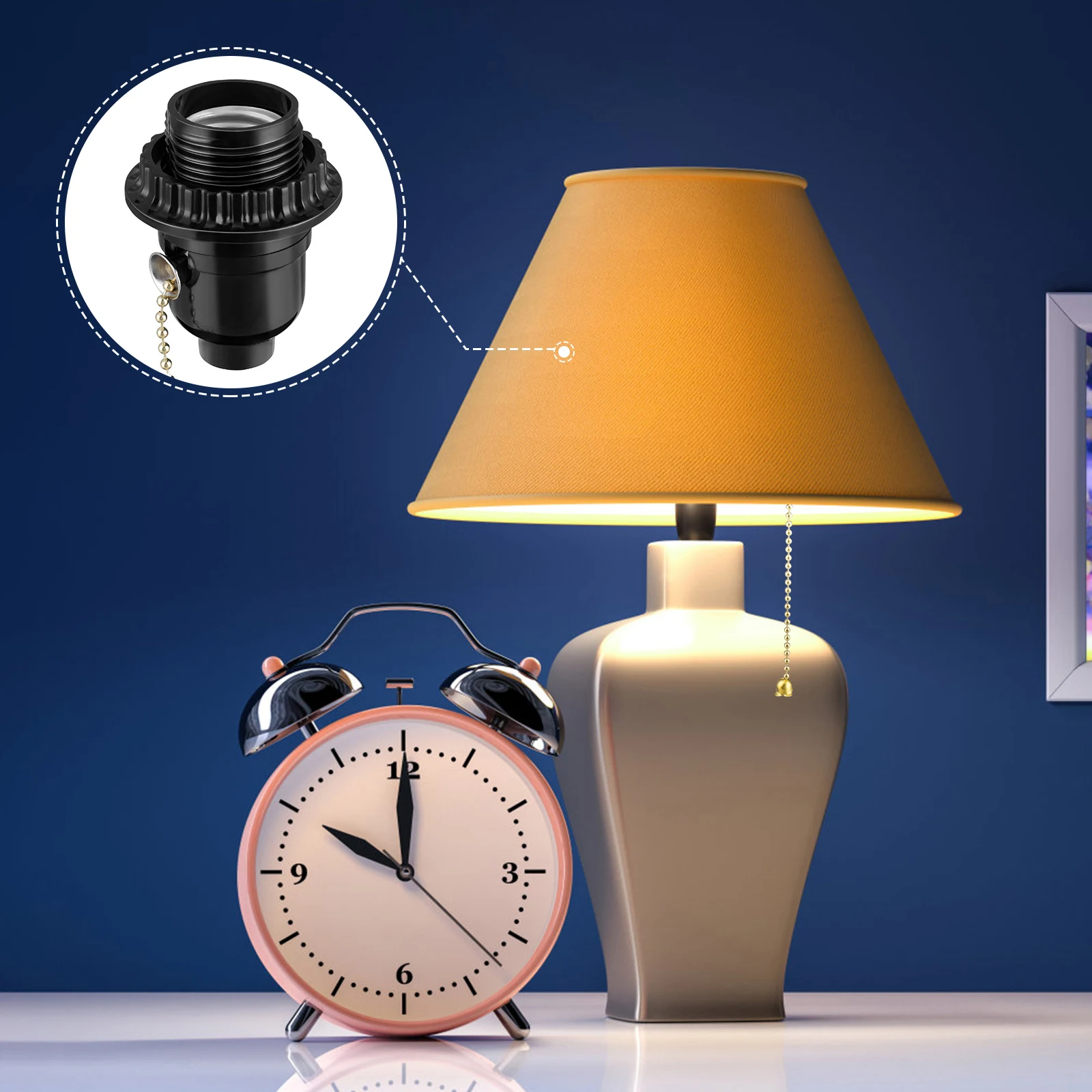 

2Pcs Pull Cord Lamp Base E27 Screw Socket Plastic Lamp Holder Adapter for Table Lamps Chandeliers Wall Lighting Black