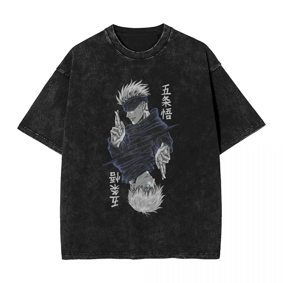 

Washed T Shirt Anime Jujutsu Kaisen Gojo Satoru Hip Hop Vintage T-Shirts Harajuku Streetwear Print Tops Tee Shirt for Men Women