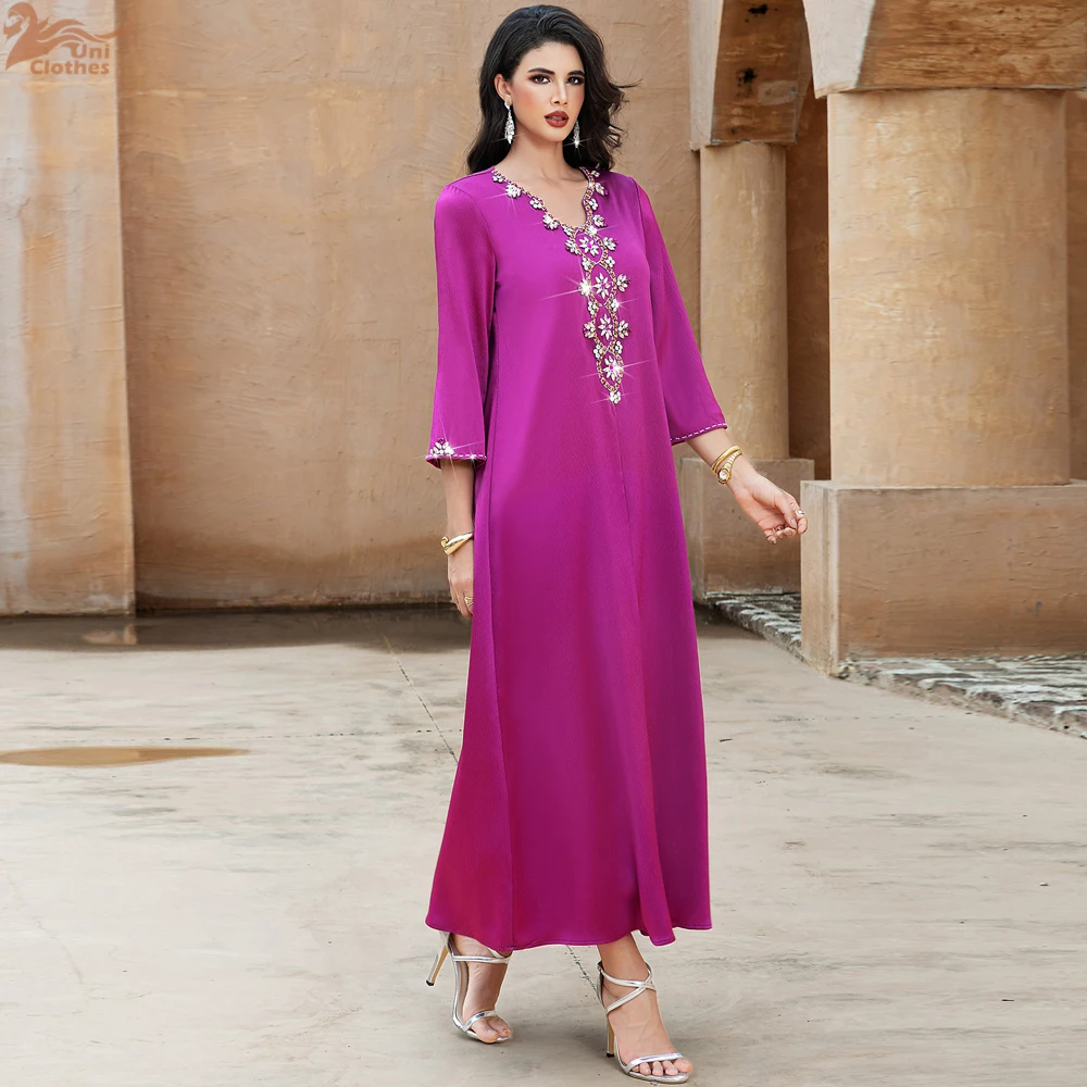 

Eid Morocco Kaftan Diamonds Abaya Luxury Dubai Women Muslim Evening Party Dress Djellaba Ramadan Islam Jalabiya Caftan Vestidos