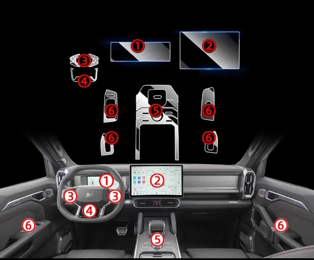 

Защитная пленка TPU для Jetour Traveler T2 2024-2023 Автомобильная навигационная пленка ЖК-экран пленка против царапин защитная пленка для автомобиля