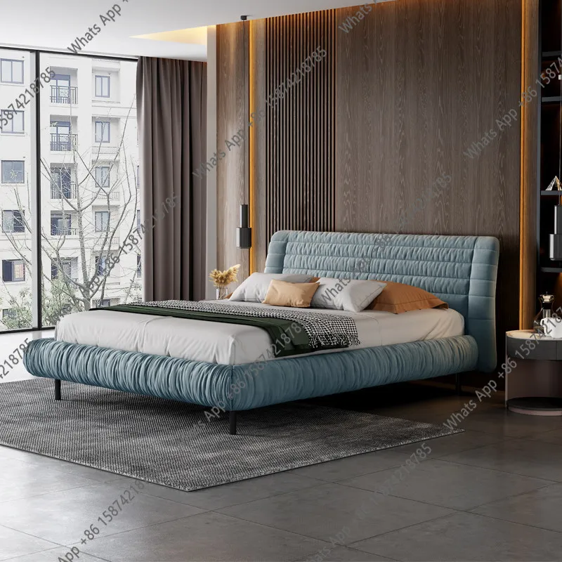 

Italian minimalist fabric bed Modern minimalist soft bag bed Bedroom Double 1.8 meters matte cloth bed