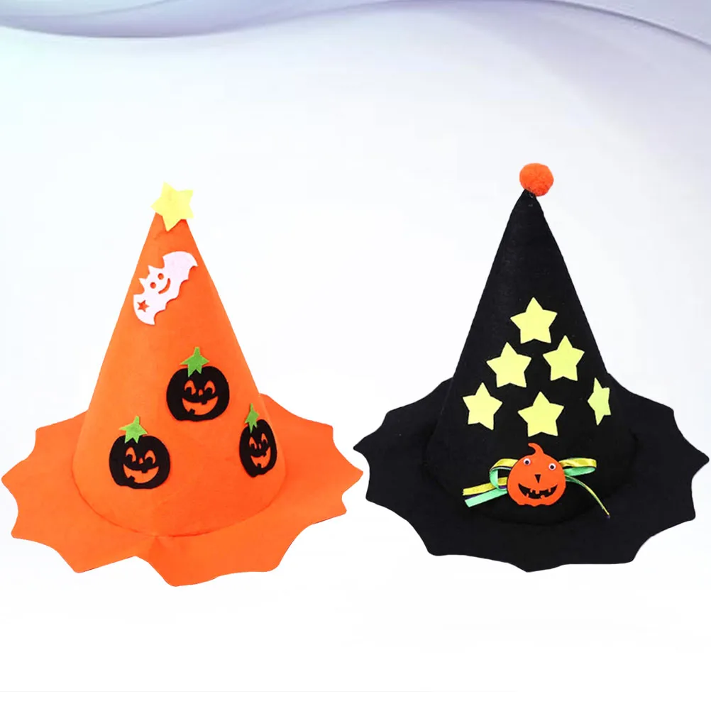 

2Pcs Creative Witch Hat Halloween Headdress Pumpkin Nonwovens Cap Masquerade Party Decorations Stylish Fashionable Lightweight