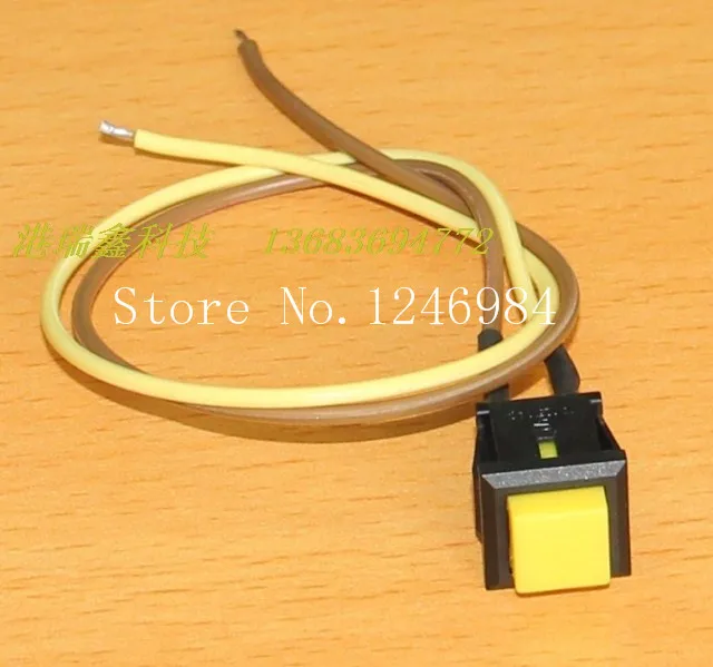 [SA]No square button switch trigger lock switch normally open RESET reset button with a line of yellow PB307B--50pcs/lot