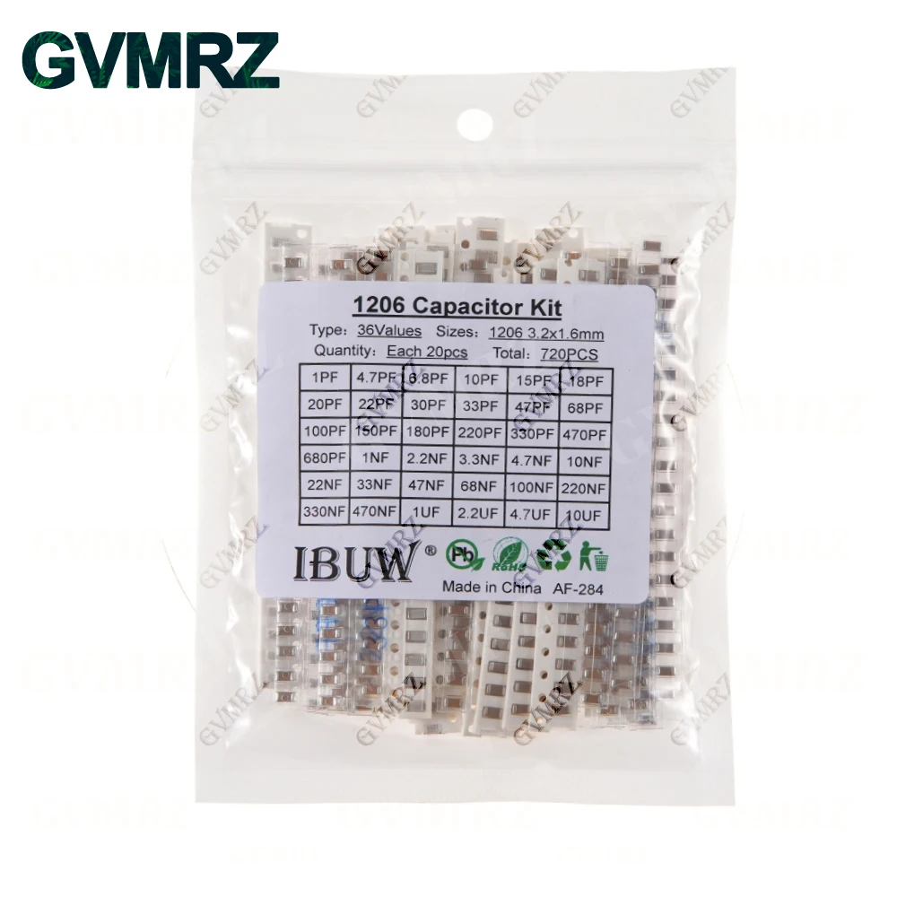 0402 0603 0805 1206 SMD-Keramikkondensator-Sortiment-Kit 1 pF – 10 uF 100PF 10NF 100NF 0,47 UF 1 UF Chip-Kapazitätsset