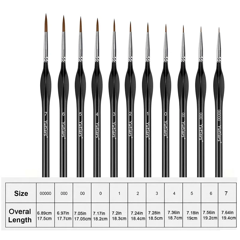 11pcs Fine Detail Paint Brush Set - Sturdy & Precise Miniature Brushes - Ideal for Warhammer 40k, Model & Art Painting