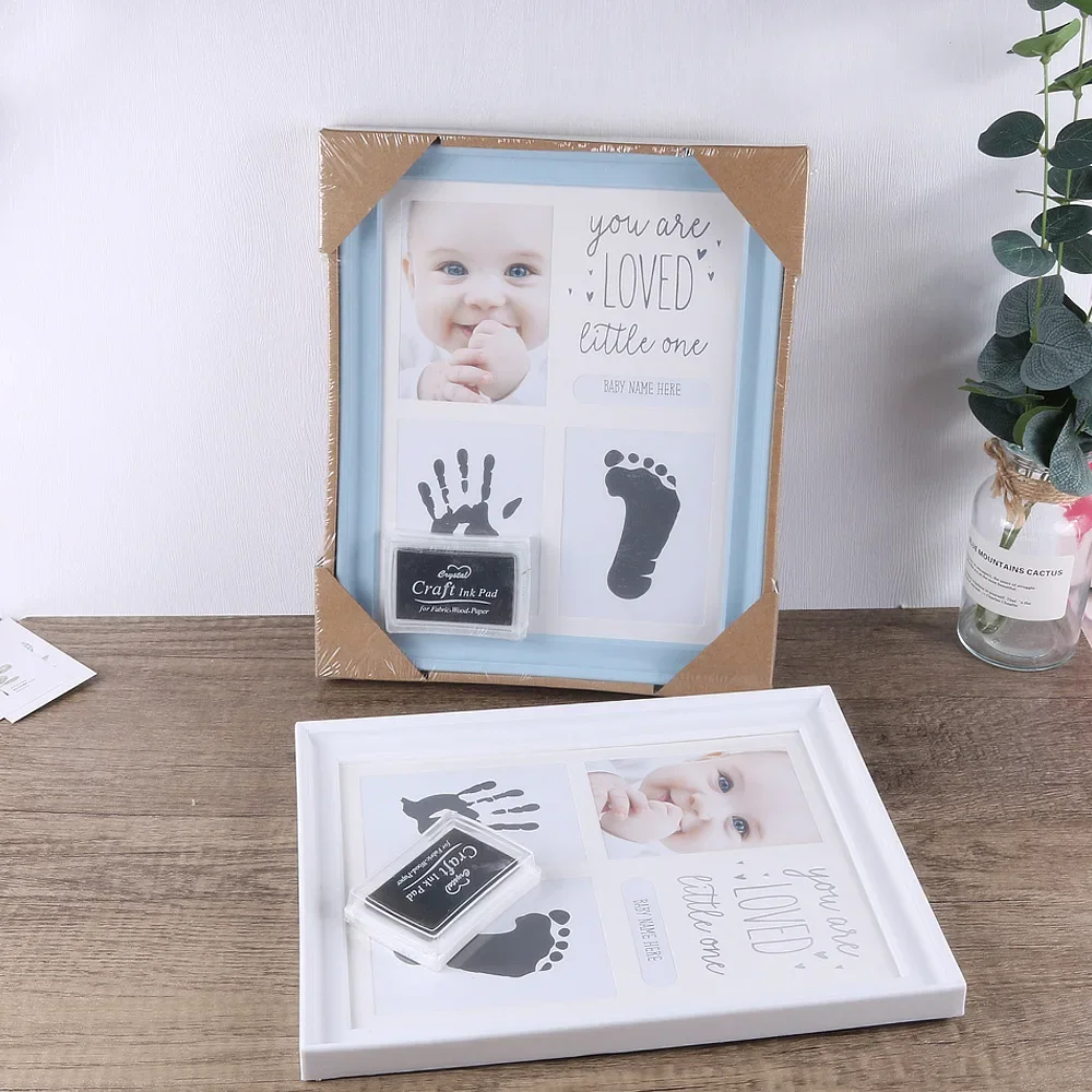 

100 Days of Baby's Full Moon Hand and Foot Printed Clay Souvenir Newborn First Year Gift Child Growth Commemorative Photo Frame