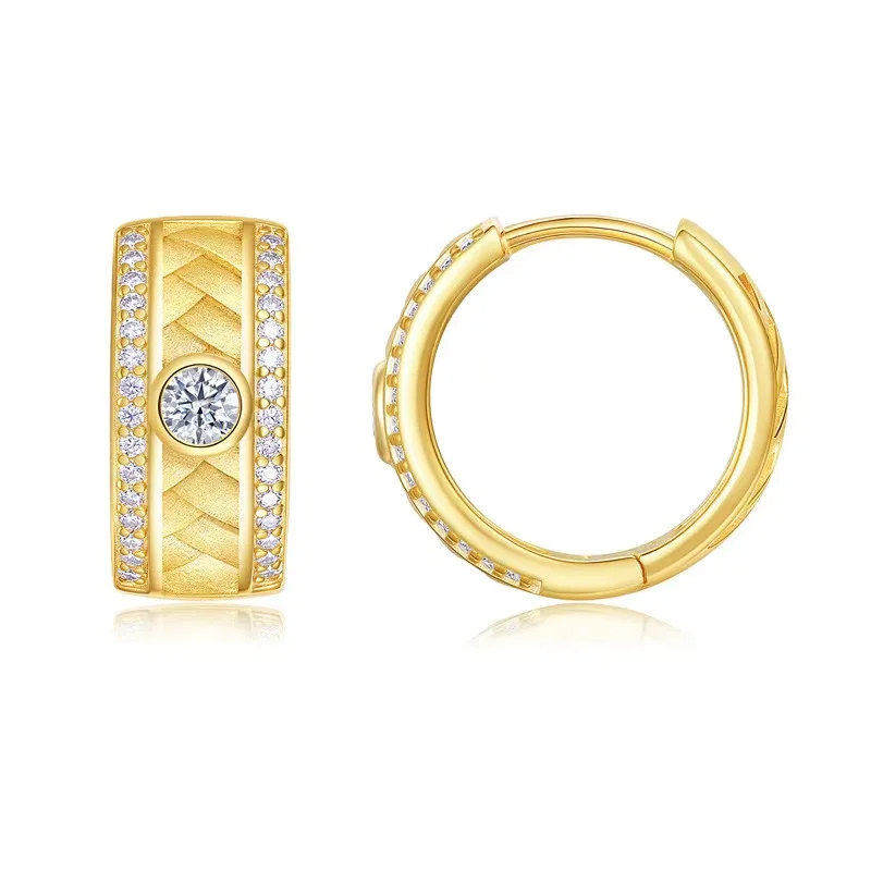

New Italian Brushed Gold 925 Silver 18K Gold, GRA Certified Moissanite, Ladies' Earrings – Light Luxury, Niche, Hig