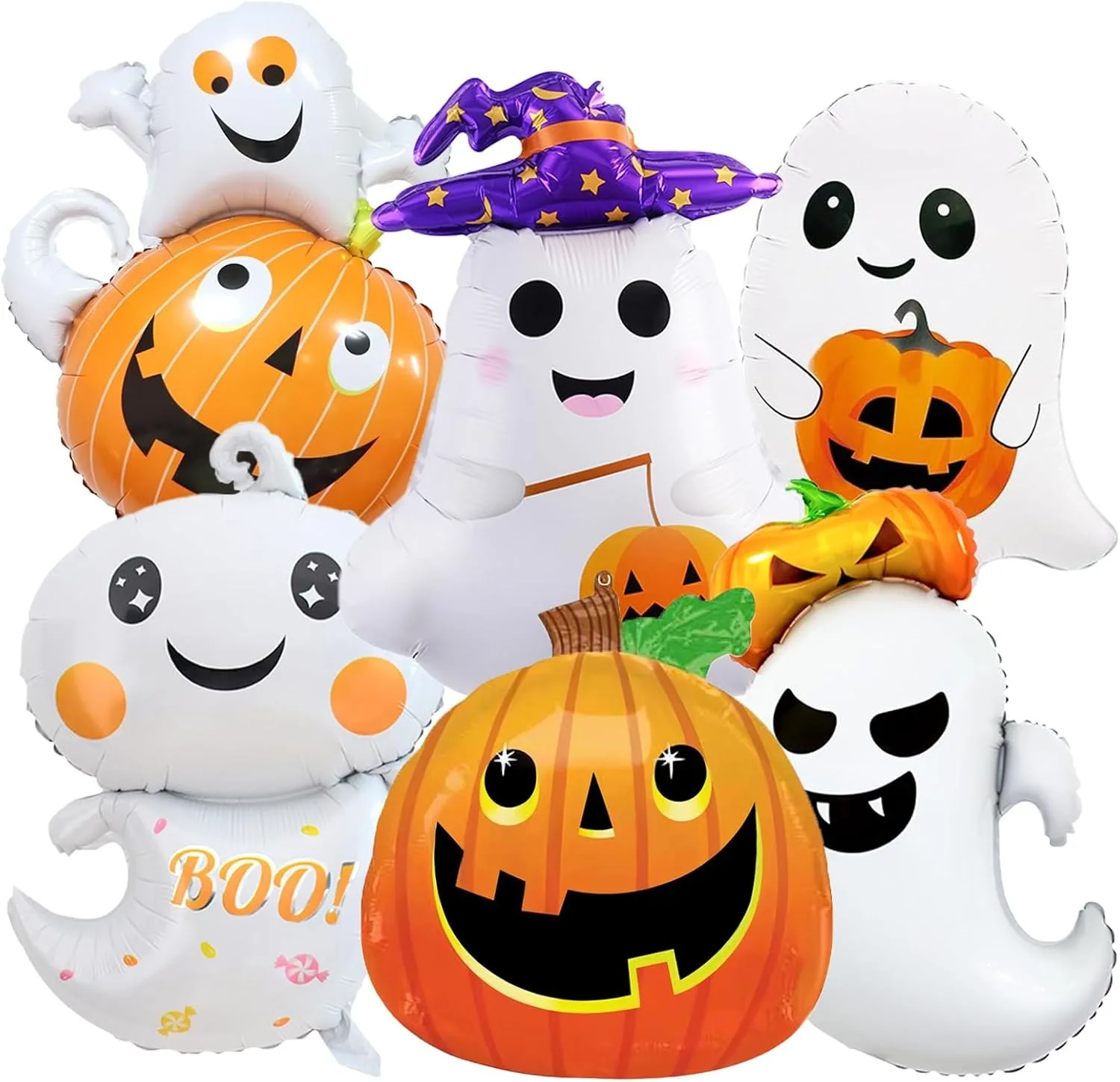 Halloween-Dekorationsballons: Geister, Kürbisse, Fledermäuse, Mumien-Folienballons für Festliche Feiern und Partys - Happy Halloween Zubehör