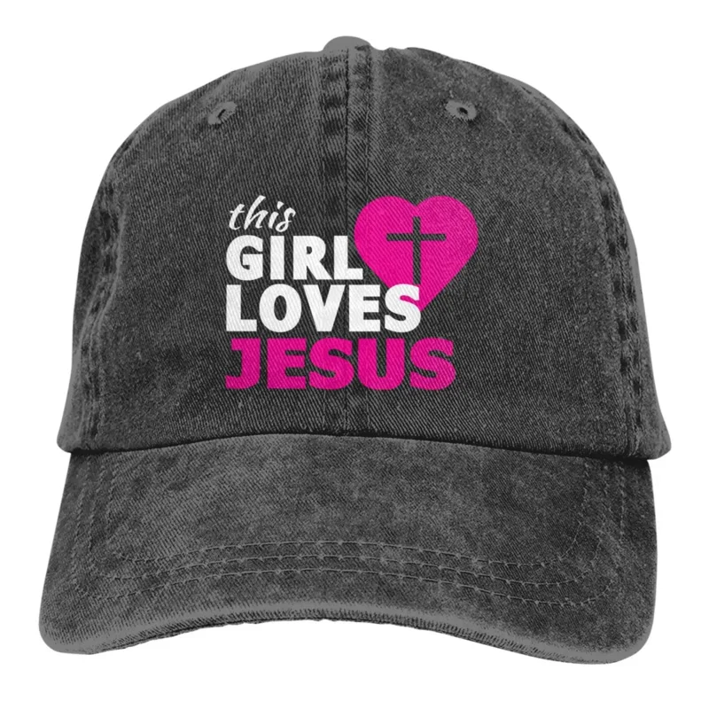 

This Girl Loves Jesus Baseball Cap for Women Men Black Retro Vintage Adjustable Cotton Unisex Dad Hat for Outdoor Sport