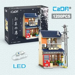 Met Verpakkingsdoos Led Stad Japanse Theewinkel Huis Architectuur Bouwstenen Figuren Vrienden Winkel Bakstenen Speelgoed Voor Kinderen Geschenken