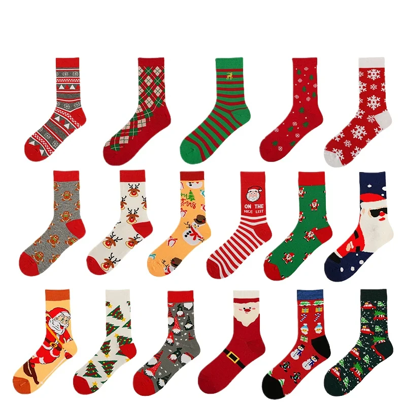 

New European and American Style In Stock Plus Size Unisex Autumn Winter Mid-Calf Cute Christmas Trendy Socks