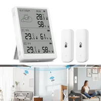 For Tuya WiFi RF433 Temperature Humidity Sensor LCD Screen Station 100 M Range With -Alexa Google Home Sensor Sets Display