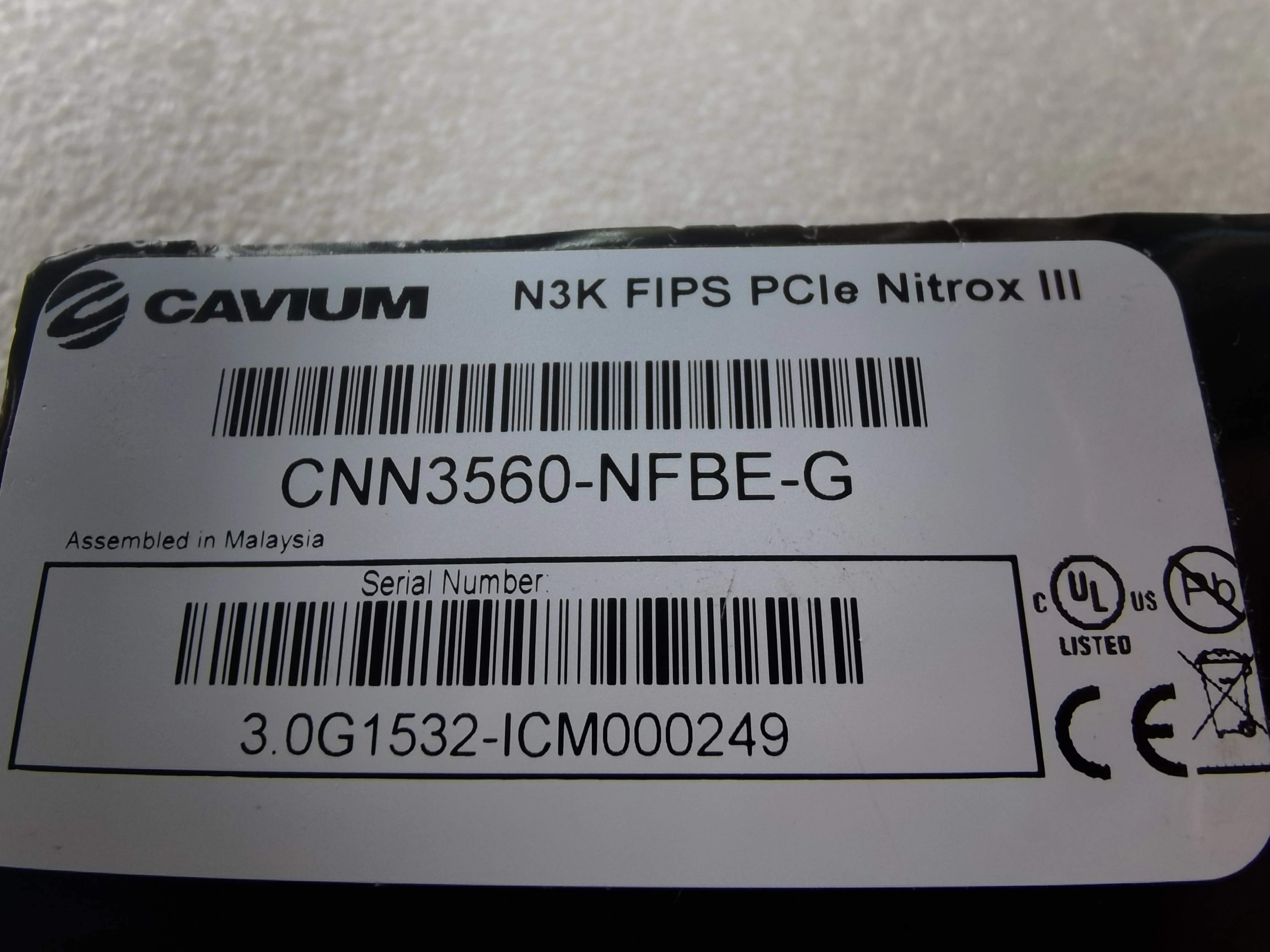 CAVIUM PN : CNN3560-NFBE-G N3K FIPS PCIE NITROX IIII CONSELHO DE SEGURANÇA DO PROCESSADOR