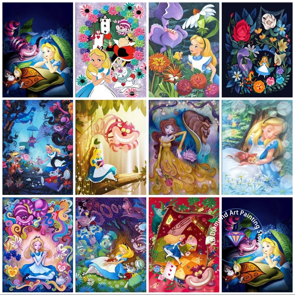 

Cartoon Alice Princess In Wonderland AB Diamond Painting Kit Square Round Diamond 5D DIY Mosaic Handmade Art Gift Home Decor