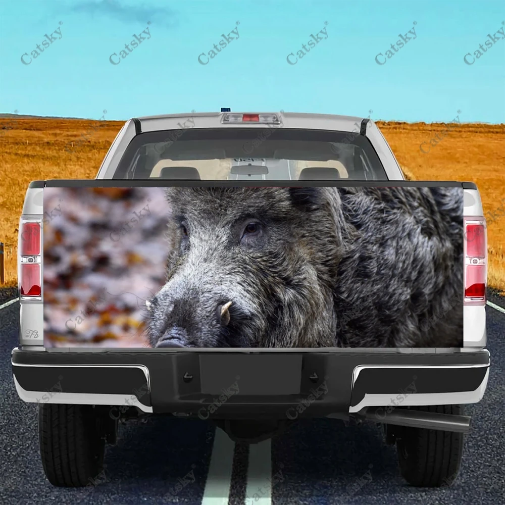 wild boar ferocious animal Car rear tail sticker modified package design painting suitable for SUV car truck package decal