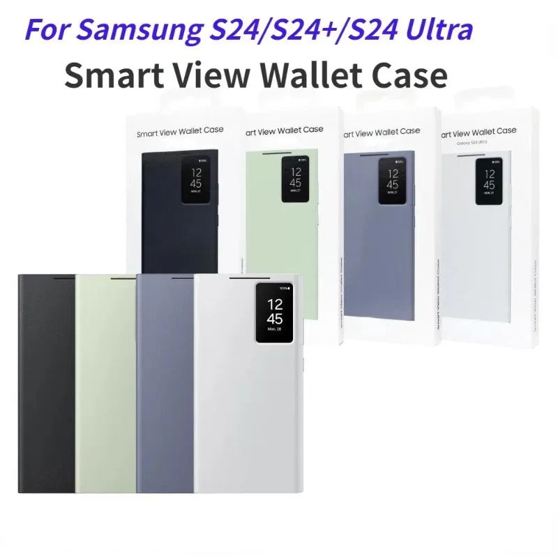 

Smart View Cover For Samsung S24/S24 Plus/S24 Ultra Mirror Flip Leather Case S22+ S24Ultra Smart View Wallet Cover With Chip