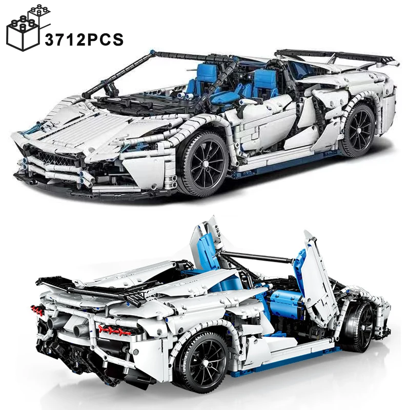 

3712PCS Technical 1:8 White SVJ LP700 Sport Car Building Blocks Assemble Bricks Vehicle Toys Birthday Gifts For Boyfriend Kids