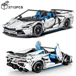 3712PCS Technical 1:8 White SVJ LP700 Sport Car Building Blocks Assemble Bricks Vehicle Toys Birthday Gifts For Boyfriend Kids