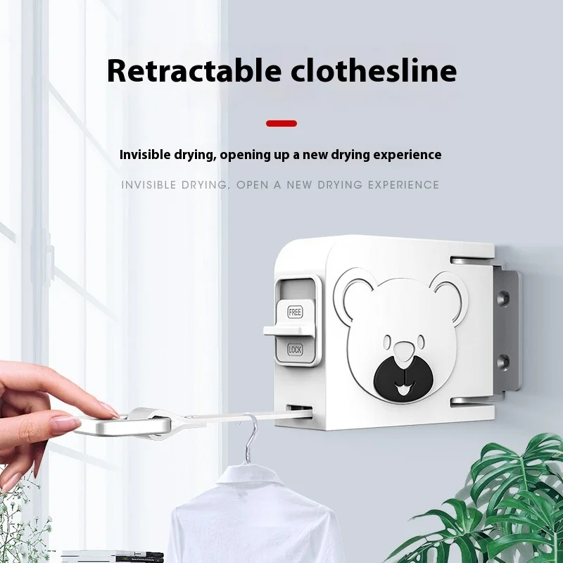 

No Drill Clothesline Indoor,Retractable Drying Rope for Laundry,Wall Mount Invisible Laundry Line for Home/Balcony /Hotel